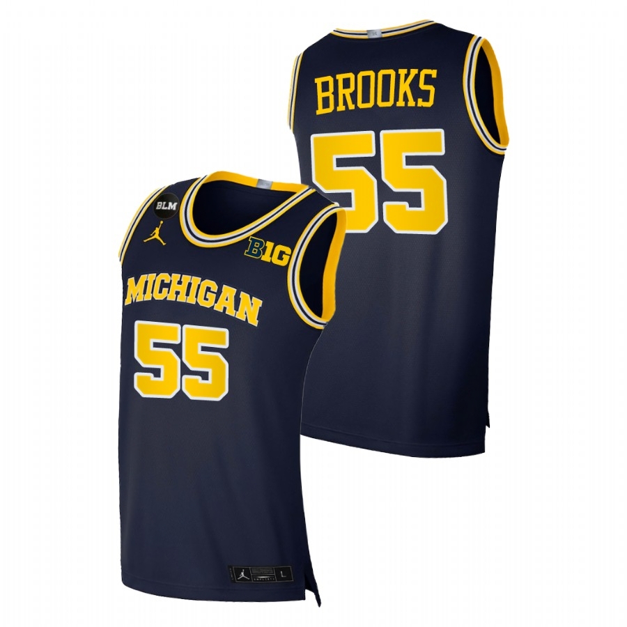 Michigan Wolverines Men's NCAA Eli Brooks #55 Navy BLM College Basketball Jersey BFP6549SY